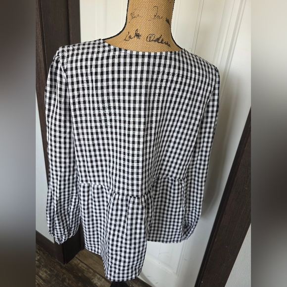 Casly Lamiit Women's Black and White Gingham Top L - Picture 3 of 4